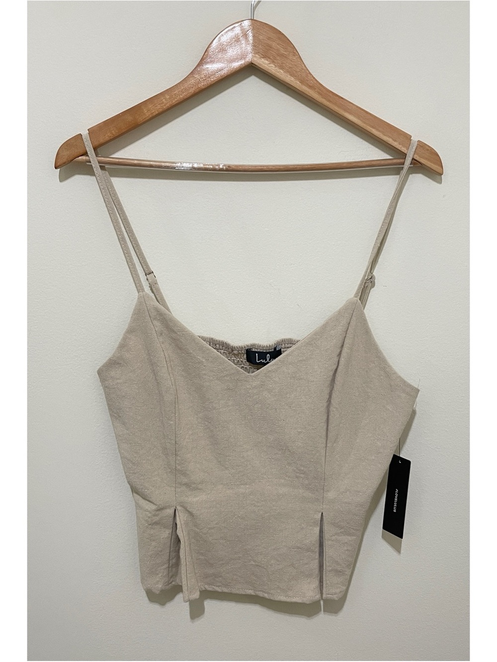 NWT Lulu's Tank Peplum Neutral Beige Top, Size Large